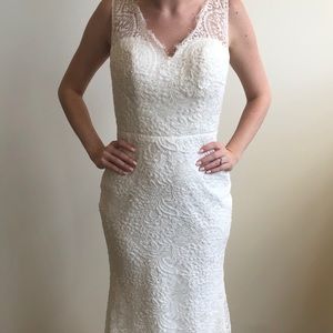 V Neck Lace Wedding Gown